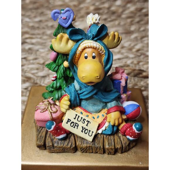 Vtg. Just For You Moose Cast Iron Resin Christmas Stocking Holder Hanger Holiday - Picture 5 of 10